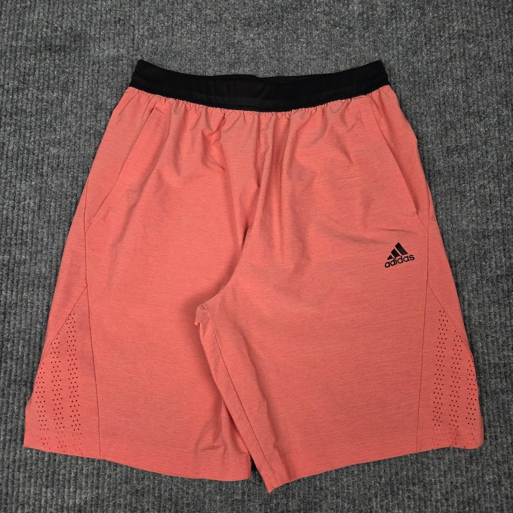Adidas Mens Training Shorts Pink Coral Heathered Laser Cut Vent Size Medium